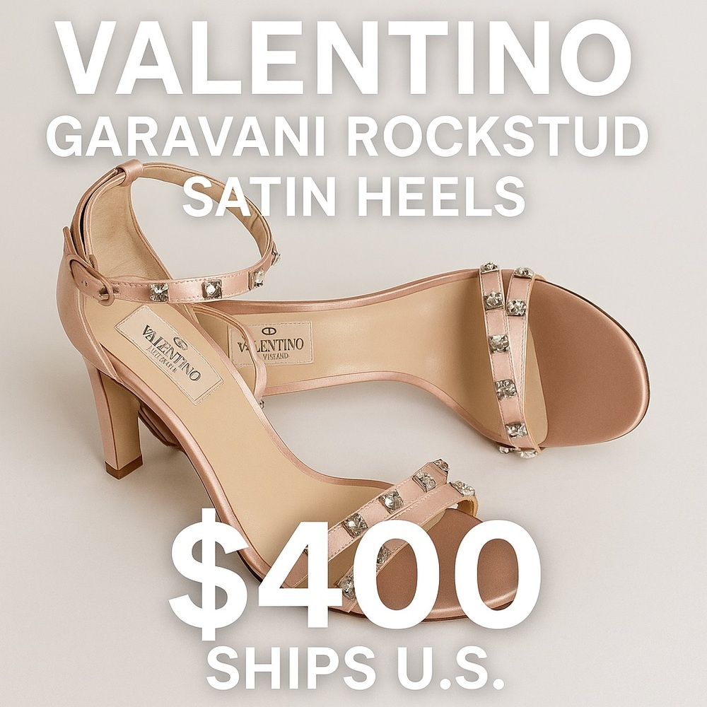 Valentino Pink Rockstud Satin Sandals